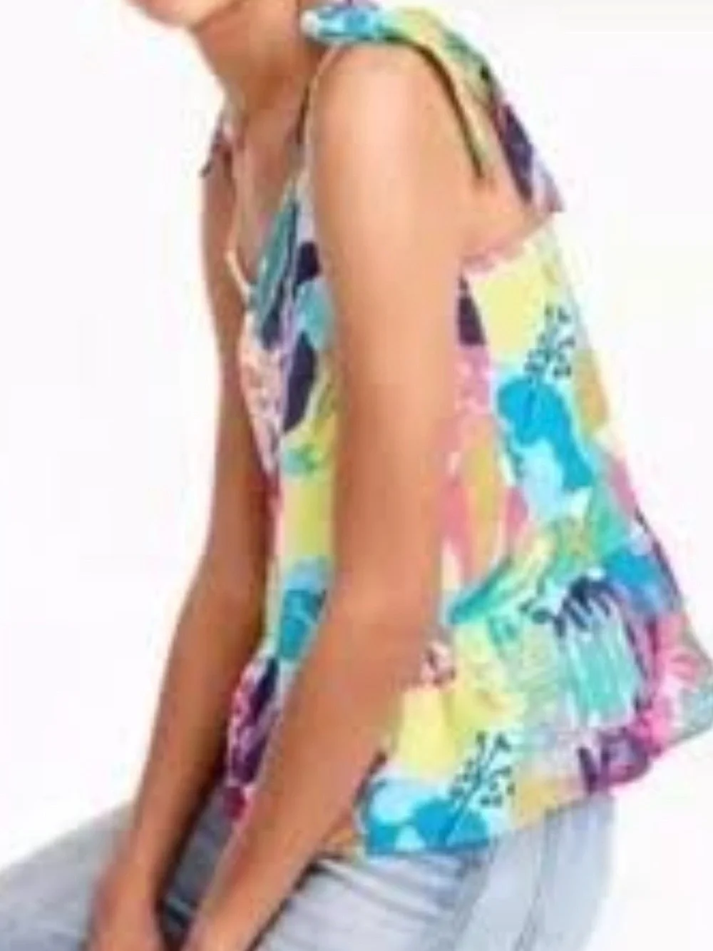 J. Crew Floral Swiss Dot Tie-Shoulder Peplum Top